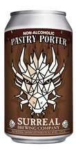 Load image into Gallery viewer, Can of Surreal Brewing Non-Alcoholic Pastry Porter shown. Dragon in geometric form.

