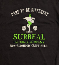 Load image into Gallery viewer, Mens t-shirt with Surreal Brewing Logo of dragon and hops. Non-Alcoholic craft beer.
